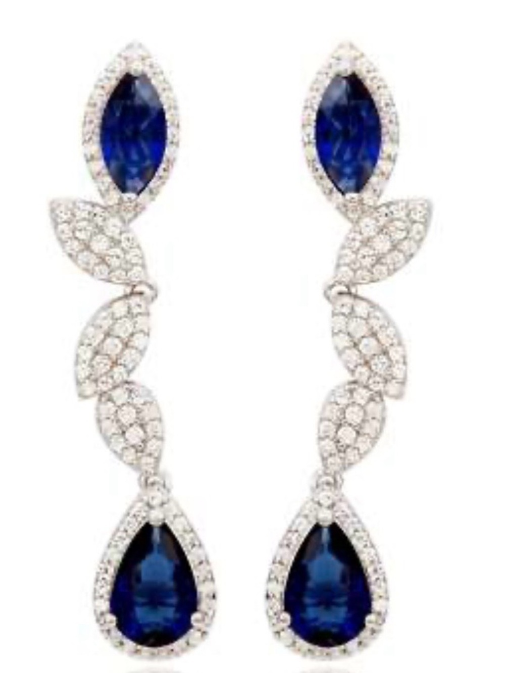 SUZY LEVIAN Sterling Silver Sapphire & Lab Grown White Sapphire Drop Earrings